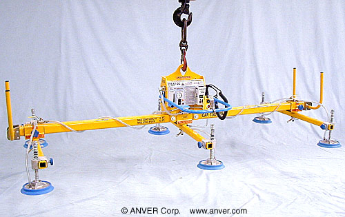 ANVER Battery Powered Vacuum Generator with Six Pad Lifting Frame for Lifting & Handling Steel Plate 12 ft x 6 ft (3.6 m x 1.8 m) up to 1500 lb (680 kg)
